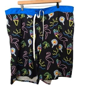 NWOT Top Drawer Neon Flamingo Swim Shorts Size 2XL